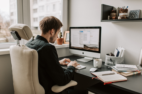 A person working at their computer.